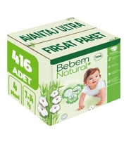 Bebem Bebek Bezi Natural Beden:4 (7-14KG) Maxi 416 Adet Avantaj Ultra Fırsat Pk