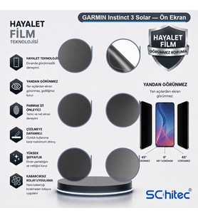 SChitec GARMIN Instinct 3 Solar Uyumlu Ön Yüzey Hayalet Privacy Hidrojel Ekran Koruyucu