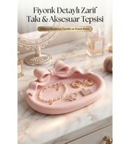 Fiyonk Detaylı 15 cm Pembe Masaüstü Takı ve Aksesuar Organizeri