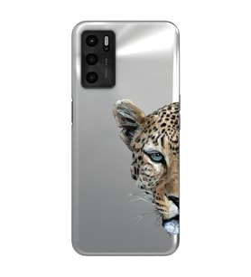 Oppo A55 Uyumlu Kaplan Desenli Şeffaf Telefon Kılıfı
