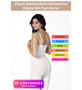 İz Göstermeyen Kaymaz Toparlayıcı Destekli Vücut Şekillendirici Sıkılaştırıcı Gögüs Altı Tam Korse (Ten)