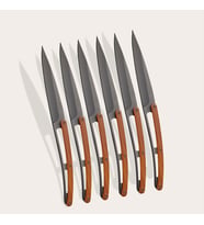 6 Deejo Steak Knives Serrated, Coral Wood Bıçak Seti (Kahverengi)