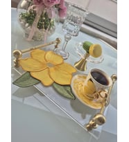 Agbtrend Sarı Manolya Nakışlı Sunum ve Kokteyl Peçetesi