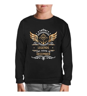 Legends are Born in December - Sagittarius Yay Burcu Siyah Çocuk Sweatshirt