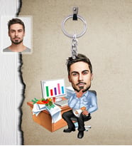 Kişiye Özel Patron Karikatürlü  Ahşap Anahtarlık Bay-18-Eco