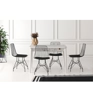 ZERENLAND877 GİZLİ BÖLMELİ AÇILIR YEMEK MASASI BEYAZ MERMER 70cmx110cm