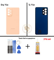 Samsung A53 Şeftali Arka Pil Kapağı Batarya Kapağı Lazer Kesim + Yapıştırıcı ve Vida Seti