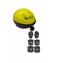 Çocuk Kask Dizlik Dirseklik Ellik Set 7 Parça Scooter Bisiklet Paten Kaykay Koruyucu Set (Sarı)