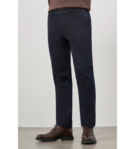 Koyu Lacivert Pamuklu Yandan Cepli Casual Comfort Fit Chino Pantolon 1003245156