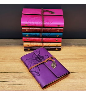 Yaprak Desenli Deri Defter Asorti