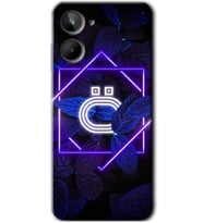 Realme 10 4G Kılıf HD Desen Baskılı Kılıf - Dark Neon Yaprak Ö Harfi