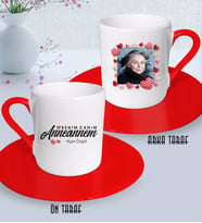 BK Gift Kişiye Özel Fotoğraflı Canım Anneannem Tasarımlı Kırmızı Türk Kahvesi Fincanı-1 (Beyaz)