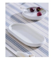 Acar JEA-07406 Rumi 6 Adet Porselen Oval Kayık Sunum Tabak 23 cm