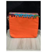 BOHEM ETNİK ŞERİTLİ MİNİK PONPONLU APLİKELİ PONPONLU PORTFÖY CLUTCH EL VE MAKYAJ ÇANTASI 25X28 CM