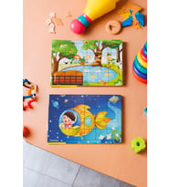 Okul Öncesi Başlangıç Yapboz Piknik ve Uzaya Yolculuk Ahşap Puzzle Set
