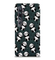 Xiaomi Mi Note 10 Pro Uyumlu Lansman Kılıf Panda Tasarımlı İçi Kadife Kapak-Yeşil (Şeffaf)