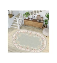 Eliana Home Baskılı, Yıkanabilir Kaymaz Taban Oval Halı LNA7266-HK173 100x150 cm (Yeşil)