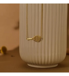 Kişiye Özel Minimal Tenis Raketi Model Kolye 925K Gümüş (Gold)