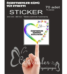 Öğretmenler Günü Süs Etiketi 70 Adet 3*3 Cm Yapışkanlı