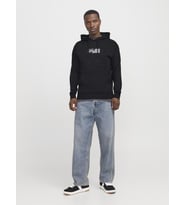 Jack & Jones Erkek Grafik Baskılı Kapüşonlu Sweatshirt - Corp (Siyah)