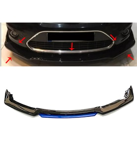 Ford Focus Mk2 Mavi Renkli Şeritli Dilli Ön Lip 4 Prç Parlak Siyah ABS 2004  - 2010