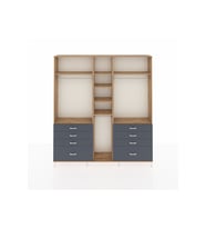 Arges Dolap 8 Raflı 8 Çekmeceli 3 Askılı 220x30x243 Çam-Çam/Antrasit