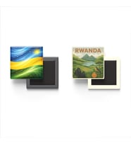 Buzdolap Magnetleri - Ruanda Bayrağı ve Paper Cut Tema - 2'li Set Magneti