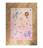 MEKTA HOME BEBEK VE ÇOCUK ODASI Safari Desenli Pembe Halı
