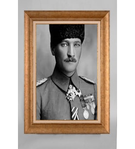 Çerçeveli Paspartulu Atatürk Tablo a38 (Gold)