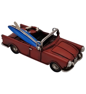 Dekoratif Vintage Metal Araba - El Yapım Sörf Tahtalı Klasik Cabrio - Küçük Boy