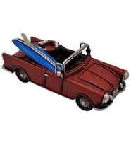Dekoratif Vintage Metal Araba - El Yapım Sörf Tahtalı Klasik Cabrio - Küçük Boy