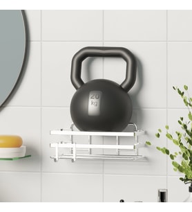 TEKNOTEL YAPIŞKANLI KANCALI 2 ADET BANYO RAFI KROM ST281H