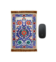 Bursa İpek Beyaz Dekoratif Küçük Halı Mousepad