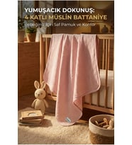 Pembe 4 Katlı Müslin Bebek Battaniyesi Hafif ve Yumuşak Dokulu Mevsimlik Ço