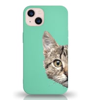 Apple iPhone 13 Mini Uyumlu Lansman Kılıf Catface Tasarımlı Altı Kapalı İçi Kadife Kaplı  Kapak (Şeffaf)