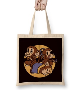 See Speak Hear No Evil Emoticon Japan Monkeys Japanese Art Bez Çanta Uzun Saplı