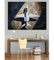 Havada Süzülen Modern Savaş Uçağı Dekoratif Kanvas - Mdf Ahşap Tablo