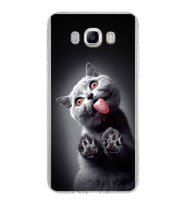 PrintiFy Samsung Galaxy J7 2016 ile Uyumlu 1mm Slim Fit Kedi 2 050c Baskılı Şeffaf  Kılıf