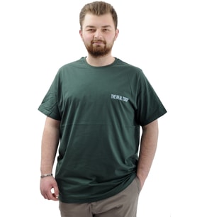 Mode XL Büyük Beden Erkek Tişört Baskılı Pamuklu Bisiklet Yaka T-Shirt TOUCH U24066 Nefti