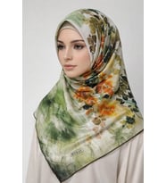 Miray Nevada Büyük Boy Organik Pamuk Eşarp - 120 x 120 - 06253 (Çimen Yeşili)