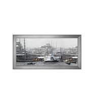 İstanbul Boğaz Vapuru Motifli Kanvas Tablo 80 x 110 cm Silver Çerçeve