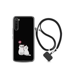 Xiaomi Redmi Note 8 Kılıf Silikon Ipli Boyun Askılı Desenli Love Cats 1690