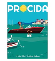 Procida Retro Seyahat Afişi Tablo Ahşap Poster Dekoratif