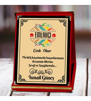 Emlakçı Baskılı Plaket (1. Tasarım)  Kişiye Özel (Kırmızı)