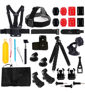 27 Parça Aksiyon Kamera Aksesuar Seti – GoPro ile uyumlu, DJI ile uyumlu, Spor Montaj Kiti Vlog Seyahat Çekim Aparatları KS-1