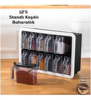 12'li Standlı Kaşıklı Baharatlık Seti