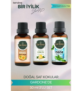 Portakal + Limon + Nane ( Oda Kokusu Aroma Terapi Buhurdanlık / Difüzör Yağı ) 3 Adet x 30 ML