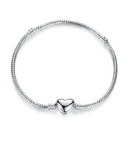 Gümüş Kaplama 19 cm. Charm Kalp Bileklik eh01by-19