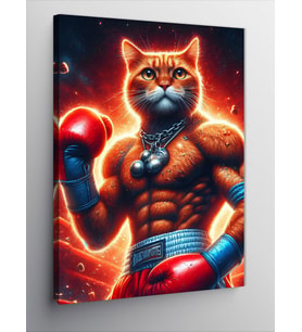 Kanvas Tablo Kaslı Boksör Kedi
