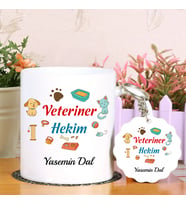 Veteriner Kupa Bardak ve Anahtarlık Hediye Seti (Model 1)